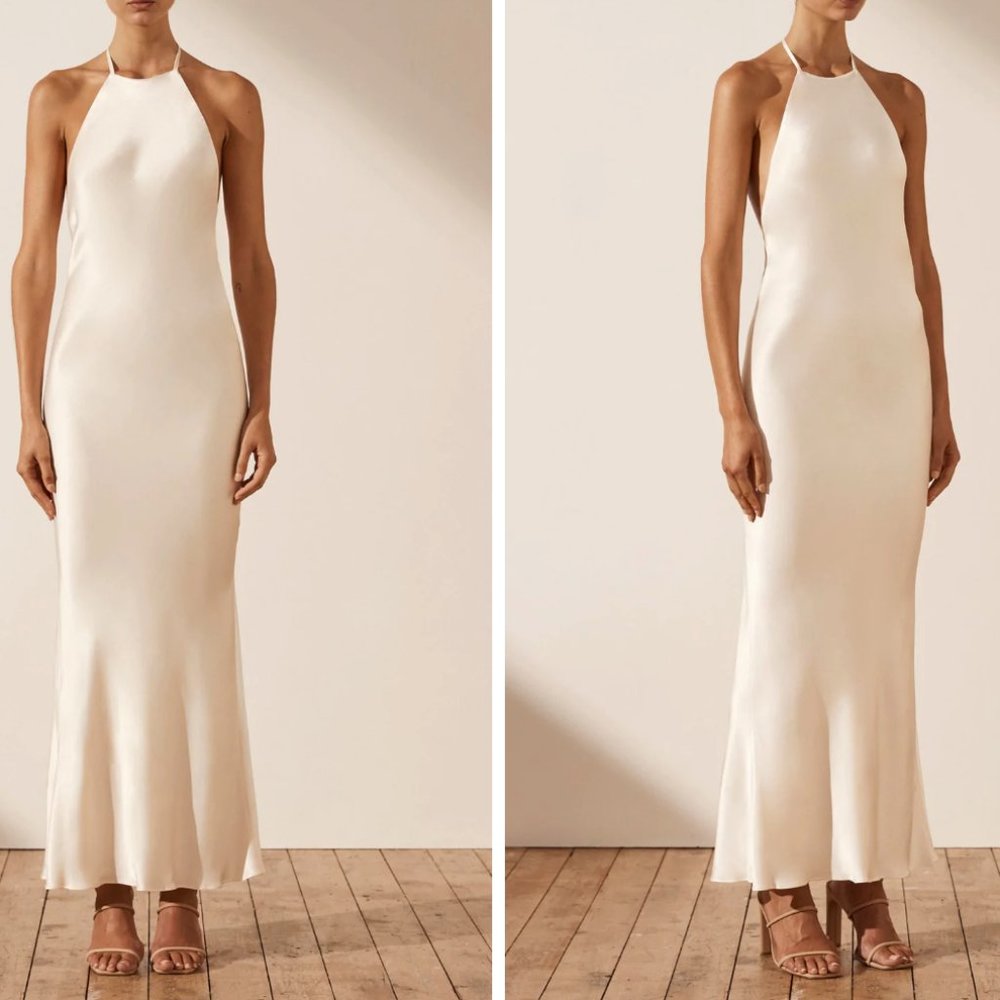 Shona Joy La Lune Low Back Halter Midi Dress - Cream (W / 10)